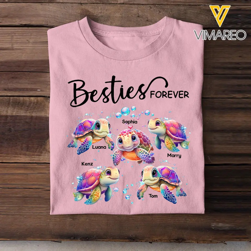 Personalized Bestie Best Friends Sisters Turttles Colorful Art 2D Printed Tshirt PTN4723