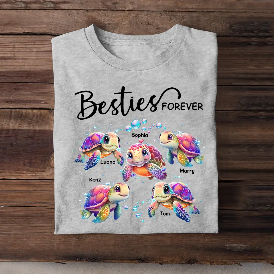 Personalized Bestie Best Friends Sisters Turttles Colorful Art 2D Printed Tshirt PTN4723