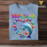 Personalized Dolphin Grandma Mom Aunt With Heart Kid Names Colorful Art 2D Printed Tshirt PTN4723