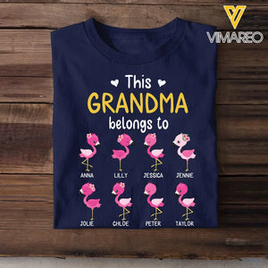 Personalized This Grandma Belongs To Flamingo Kid Names T-shirt Printed MTHHN0307