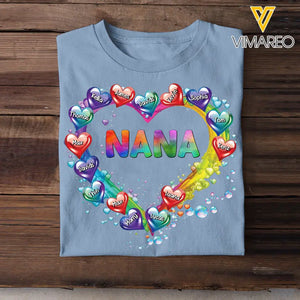 Personalized Grandma Nana Mom Auntie Heart Water Colorful Art 2D Printed Tshirt PTN57