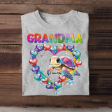 Personalized Grandma Nana Mom Auntie Chibi Turtles Heart Water Colorful Art 2D Printed Tshirt PTN57