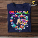 Personalized Grandma Nana Mom Auntie Chibi Turtles Heart Water Colorful Art 2D Printed Tshirt PTN57