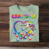 Personalized Grandma Nana Mom Auntie Chibi Turtles Floating Heart Water Colorful Art 2D Printed Tshirt KVH57