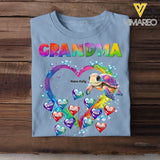 Personalized Grandma Nana Mom Auntie Chibi Turtles Floating Heart Water Colorful Art 2D Printed Tshirt KVH57