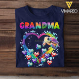 Personalized Grandma Nana Mom Auntie Chibi Turtles Floating Heart Water Colorful Art 2D Printed Tshirt KVH57