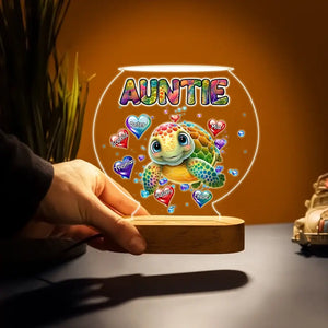 Personalized Grandma Mommy Auntie Sea Turtle LED Night Light Acrylic LED Lamp Printed DTPN0407