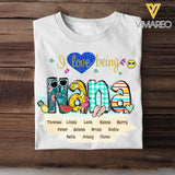 Personalized I Love Being Nana Grandma & Kid Name T-shirt Printed QTDT0507