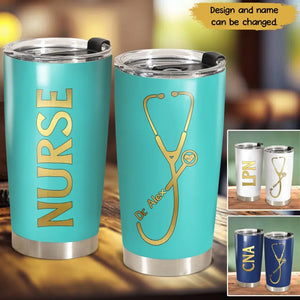 Personalized Nurse Title Gold Colorful Tumbler Printed QTPN0607