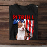 Personalized Upload Your Pitbull Photo Dog Lovers Gift T-Shirt Printed QTDT0607