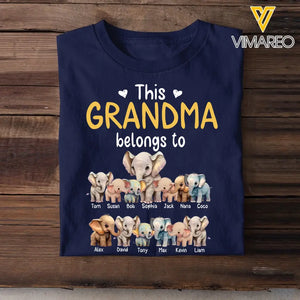 Personalized This Grandma Belongs To Elephant Kid Names T-shirt Printed MTHHN0407