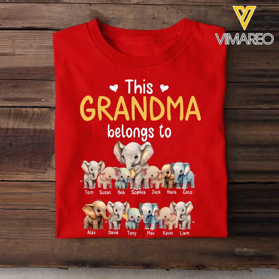 Personalized This Grandma Belongs To Elephant Kid Names T-shirt Printed MTHHN0407