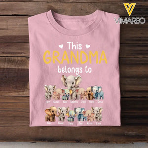 Personalized This Grandma Belongs To Elephant Kid Names T-shirt Printed MTHHN0407