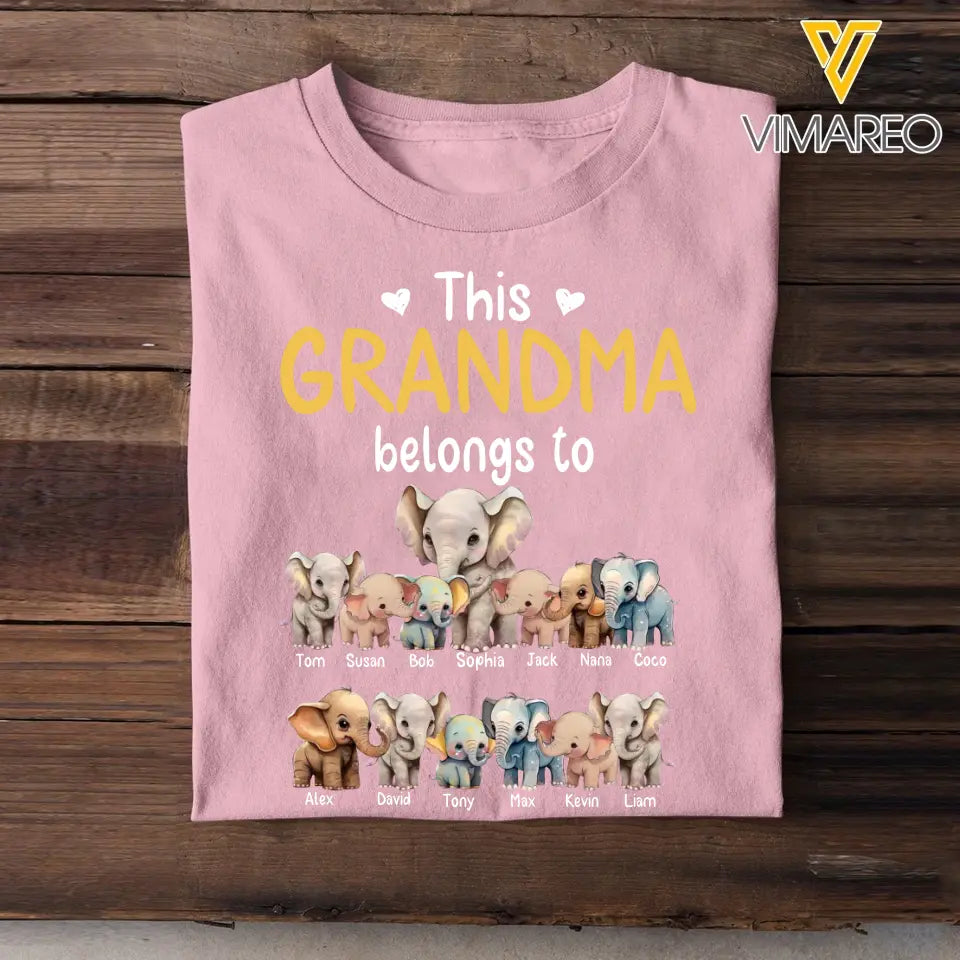 Personalized This Grandma Belongs To Elephant Kid Names T-shirt Printed MTHHN0407