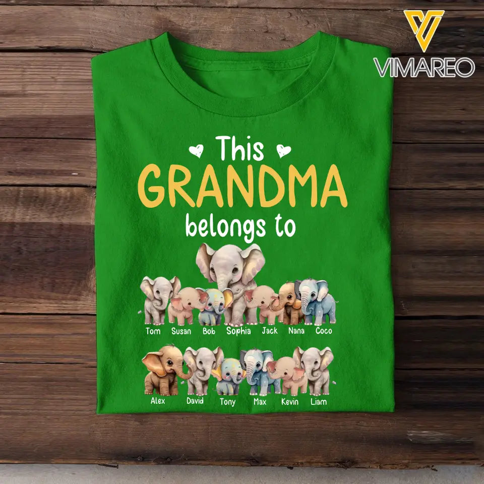 Personalized This Grandma Belongs To Elephant Kid Names T-shirt Printed MTHHN0407