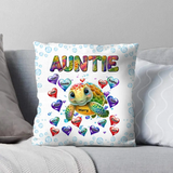 Personalized Grandma Mom Auntie Turtle Colorful Hearts With Kid Names Pillow Printed 23JUL-PTN05