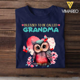 Personalized Blessed To be Called Grandma Owl Butterflies with Kid Names T-shirt Printed PNHN0507