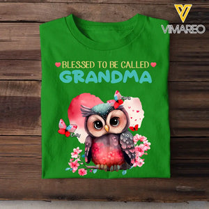 Personalized Blessed To be Called Grandma Owl Butterflies with Kid Names T-shirt Printed PNHN0507