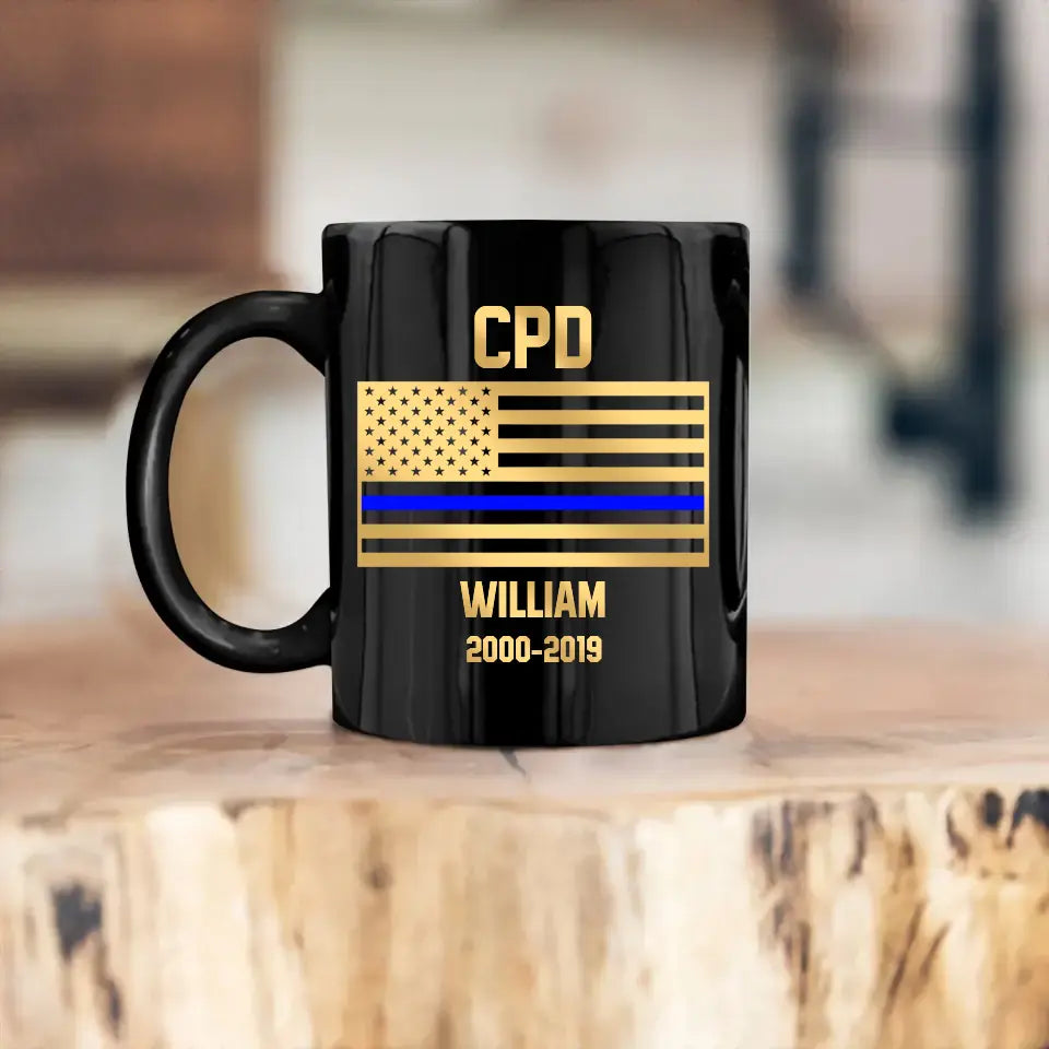 Personalized US Police Department with Name Black Mug or Tumbler 30oz Printed 23JUL-HQ05