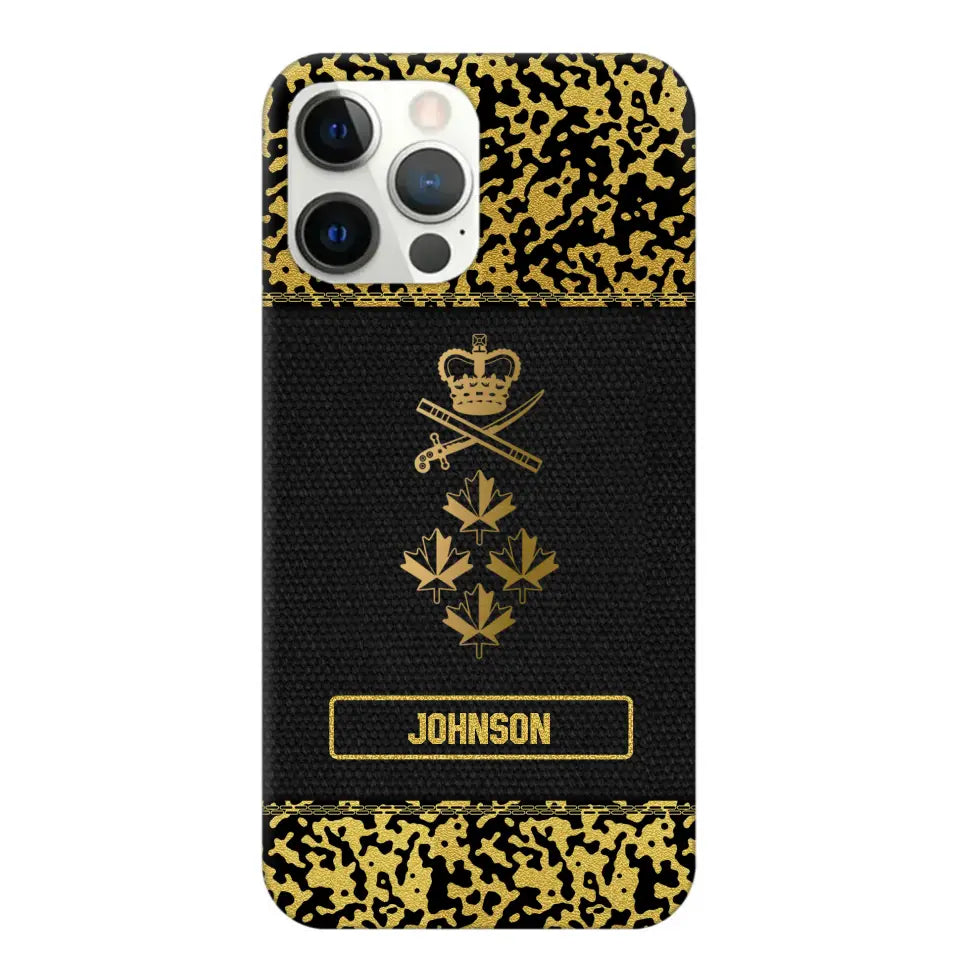 Personalized Canadian Veterans Camo Golden Phone Case QTDT0807