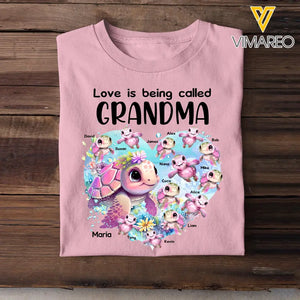 Personalized Love Is Being Called Grandma Turtles With Kid Name T-shirt Printed MTPN0707