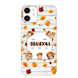 Personalized Fall Season Pumpkin Autumn Grandma with Kid Name Gift For Grandma Phonecase PNDT0707