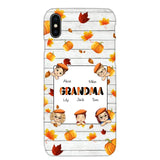 Personalized Fall Season Pumpkin Autumn Grandma with Kid Name Gift For Grandma Phonecase PNDT0707