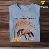 Personalized Upload Your Horse Photo Just A Girl Who Love Fall & Horses Fall Season Pumpkin T-shirt Printed MTHKVH0807