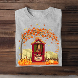 Personalized Horse At The Door Fall Season Pumpkin Maple Leaves T-shirt Printed MTHKVH1007