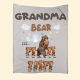 Personalized Grandma Bear with Kid Names Quilt Blanket Printed HTHHN1007