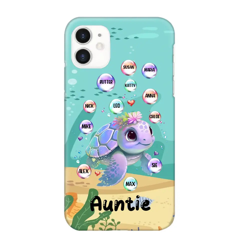 Personalized Auntie Turtle Colorful With Kids Phone Case Printed QTHN1007