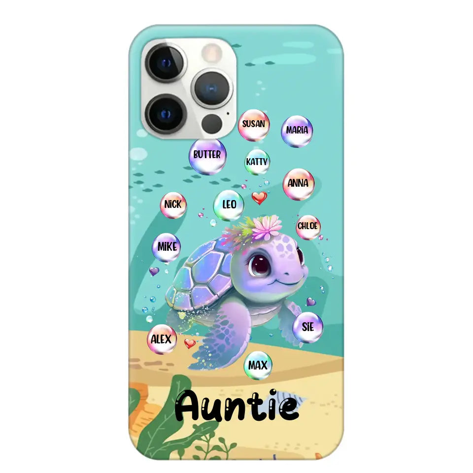 Personalized Auntie Turtle Colorful With Kids Phone Case Printed QTHN1007