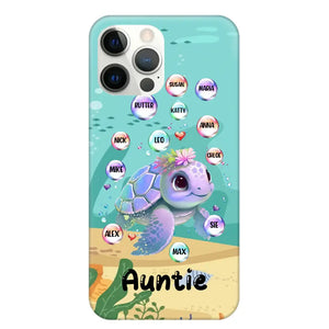 Personalized Auntie Turtle Colorful With Kids Phone Case Printed QTHN1007