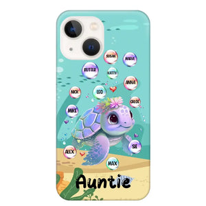 Personalized Auntie Turtle Colorful With Kids Phone Case Printed QTHN1007