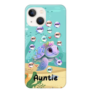 Personalized Auntie Turtle Colorful With Kids Phone Case Printed QTHN1007