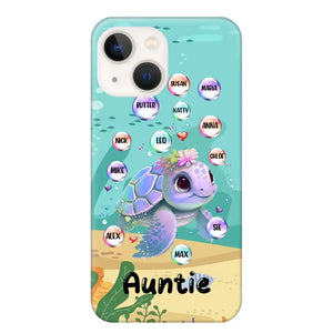 Personalized Auntie Turtle Colorful With Kids Phone Case Printed QTHN1007