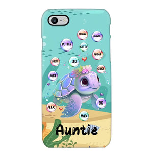 Personalized Auntie Turtle Colorful With Kids Phone Case Printed QTHN1007