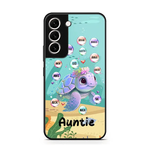 Personalized Auntie Turtle Colorful With Kids Phone Case Printed QTHN1007