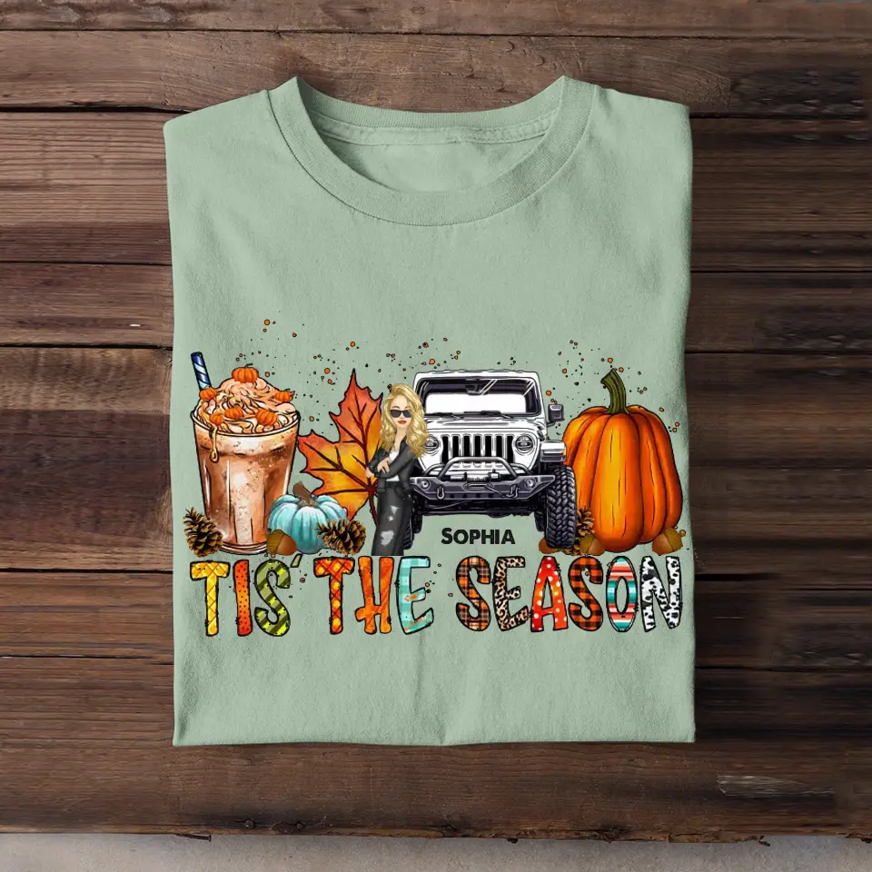 PersonalizedTis The Season Jeep Lover Fall Season Pumpkin T-Shirt Printed QTPN1107