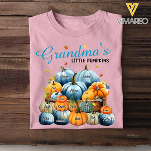 Personalized Fall Season Grandma's Little Pumpkins Kid Names T-Shirt Printed 23JUL-KVH10