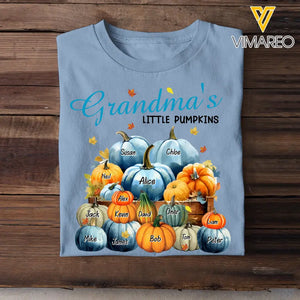 Personalized Fall Season Grandma's Little Pumpkins Kid Names T-Shirt Printed 23JUL-KVH10