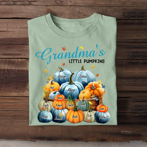 Personalized Fall Season Grandma's Little Pumpkins Kid Names T-Shirt Printed 23JUL-KVH10