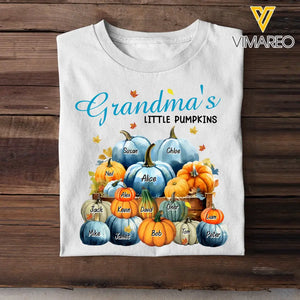 Personalized Fall Season Grandma's Little Pumpkins Kid Names T-Shirt Printed 23JUL-KVH10