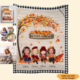 Personalized Besties Forever Fall Season Maple Leaves Fleece or Sherpa Blanket Printed PNHN1107