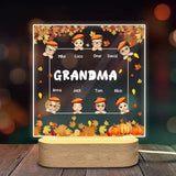 Personalized Fall Season Pumpkin Grandma with Kid Names LED Night Light Acrylic LED Lamp Printed PNKVH1107