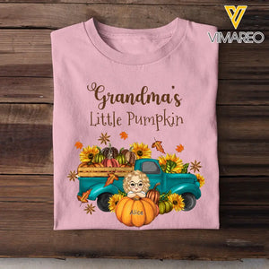 Personalized Fall Season Grandma's Little Pumpkins  & Kid Names T-Shirt Printed HTHPVD1107