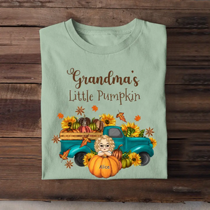 Personalized Fall Season Grandma's Little Pumpkins  & Kid Names T-Shirt Printed HTHPVD1107