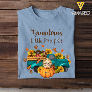 Personalized Fall Season Grandma's Little Pumpkins  & Kid Names T-Shirt Printed HTHPVD1107