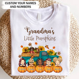 Personalized Fall Season Grandma's Little Pumpkins  & Kid Names T-Shirt Printed HTHPVD1107