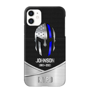 Personalized US Flag Law Enforcement Thin Blue Line Department Phone Case Printed 23JUL-PD12